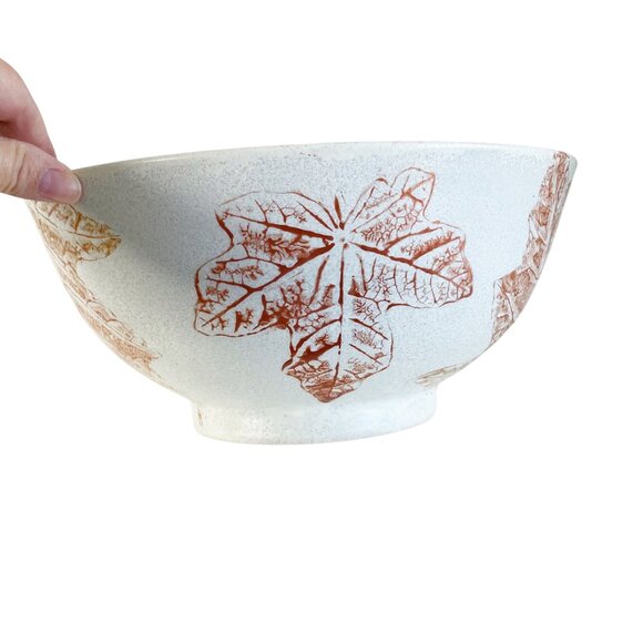 Vintage 1999 Russell Pottery Bowl Hand Painted Fall Leaf Signed Numbered Canada - Picture 2 of 8